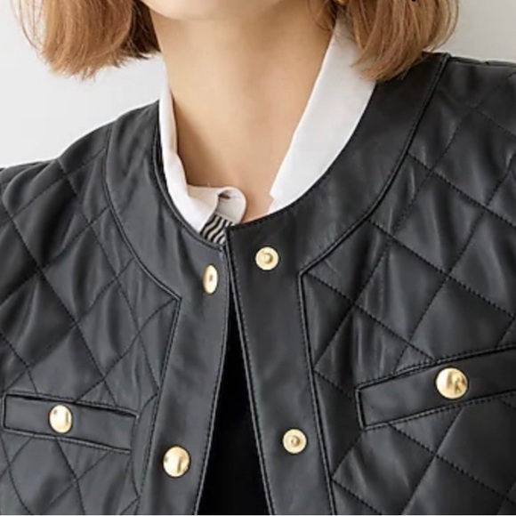 J Crew Collection Leather Cropped Jacket - Picture 2 of 5